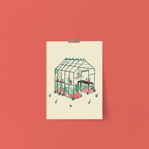 A6 greenhouse print/ A6 botanical print/ greenhouse print