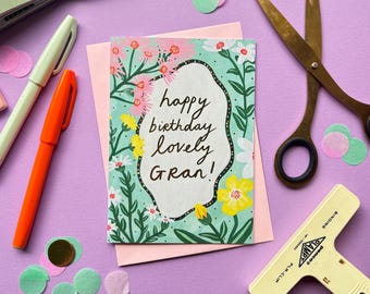 Floral Gold Foil Birthday Card for Gran