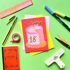 Glückwunschkarte zum 18. Geburtstag | Geschenk zum 18.Geburtstag | 18. Geburtstagskarte | 18.Geschenk | süße Kuchen Karte | süsse Kuchen-Geburtstagskarte
