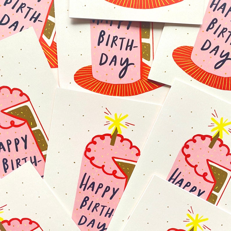 cards with birthday cake and candle