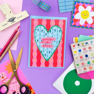 Vous êtes le meilleur coeur à motifs | Salutations décalées Rose Bleu Réfléchie