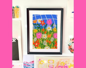 Wildflowers In Summer Art Print / positive colourful art print