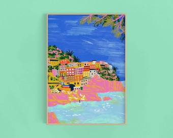 Amalfi Coast Art Print: Colourful Italian Landscape