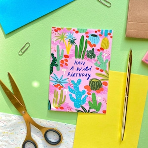Tarjeta de cumpleaños con estampado de cactus coloridos que te encantará / Tarjeta de cumpleaños con estampado de cactus para ella / Linda tarjeta de cumpleaños / Tarjeta para amantes de las plantas
