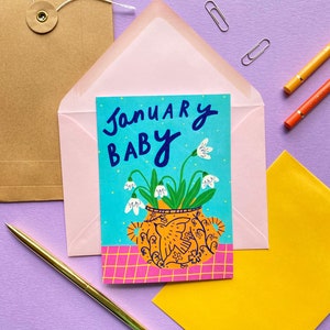 January Baby Greetings Card/ New Baby Card/ Birth Month Card image 1