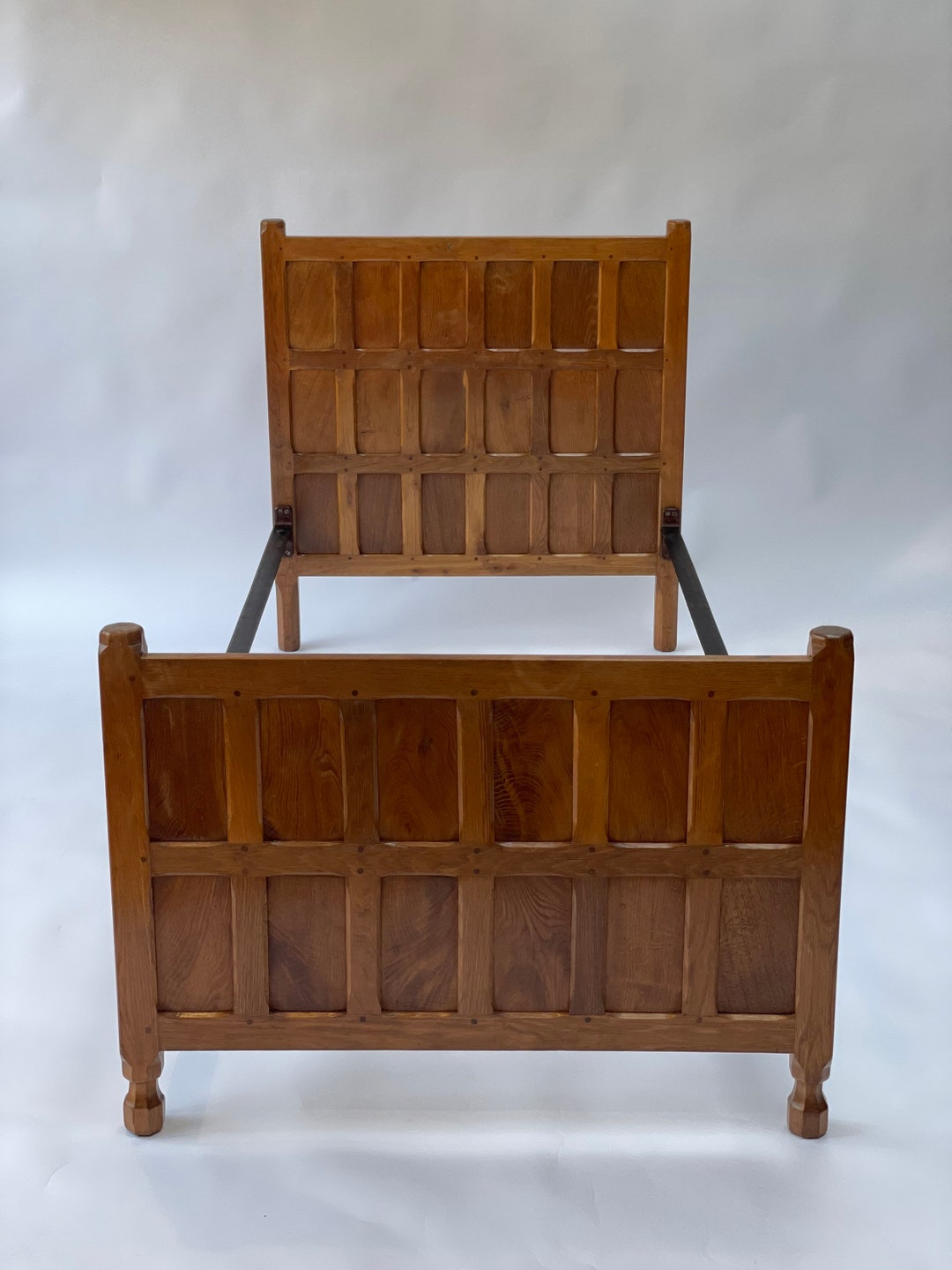 Arts and Crafts Oak Bed by Sid Pollard ex Mouseman Etsy UK