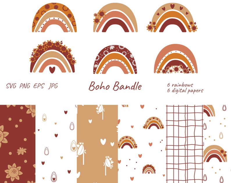 Download Rainbow svg Boho rainbow png sunflower svg bundle | Etsy