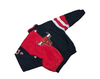 Veste d'échauffement 90s Starter NBA Chicago Bulls coupe vintage L oversize boxy