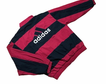 Vintage Adidas Black and Red Windbreaker Jacket Size L 80s Vintage Adidas Black and Red Windbreaker Jacket Size L 80s