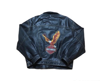 Vintage Harley Davidson biker bomber leather jacket size XL