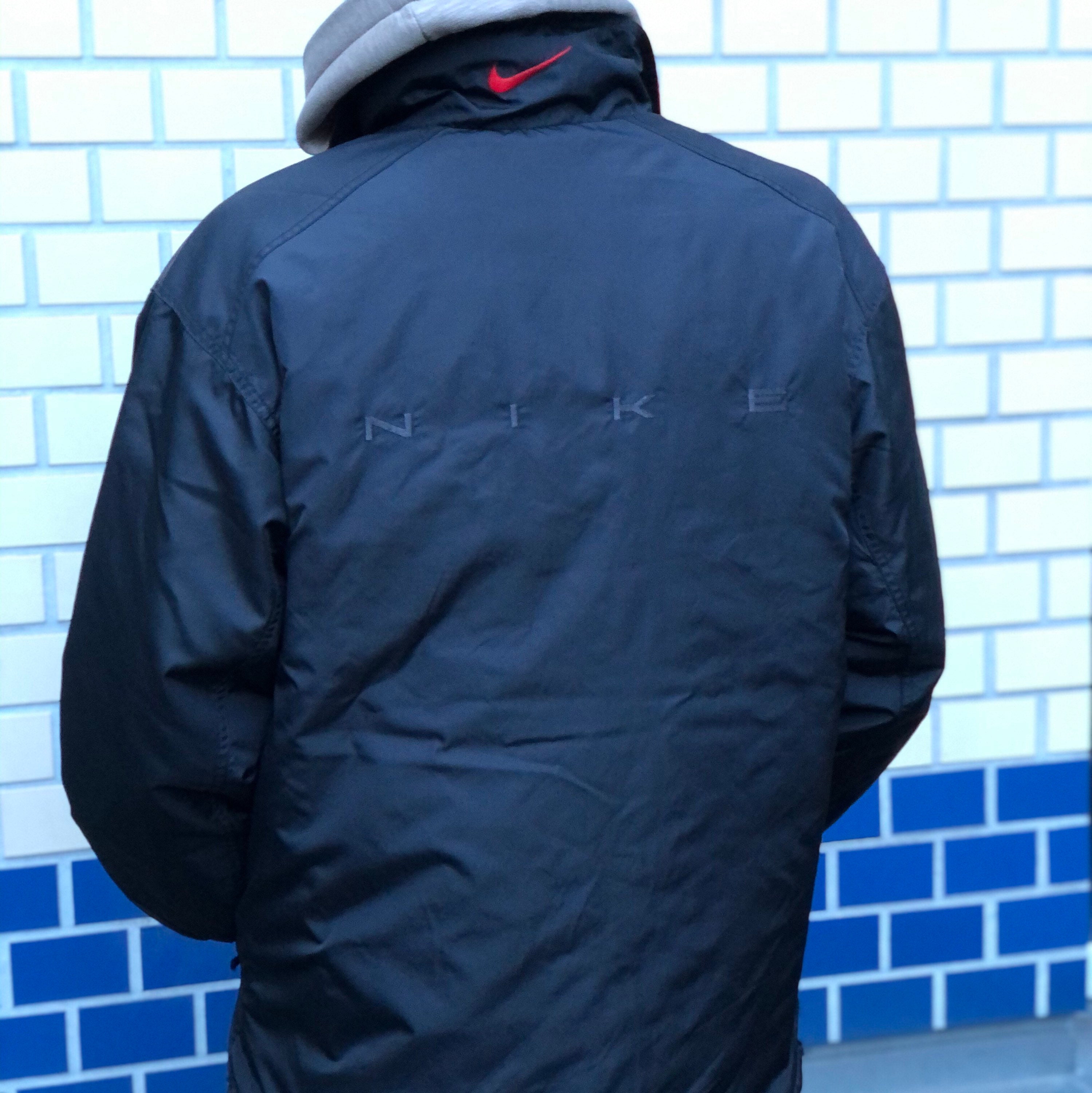 【USED】 90s NIKE setup jacket black GX1.0 Vintage 90s Nike Full Zip Black Windbreaker Jacket / Swoosh