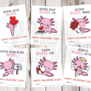 Axolotl Valentines Day Cards - Printable - Instant Download - Axolotl Valentine, Valentines Day Classroom