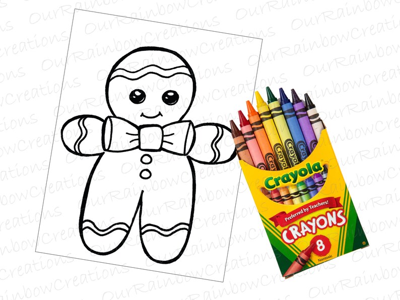 Gingerbread Man Cookie Coloring Page Instant Download Printable Etsy