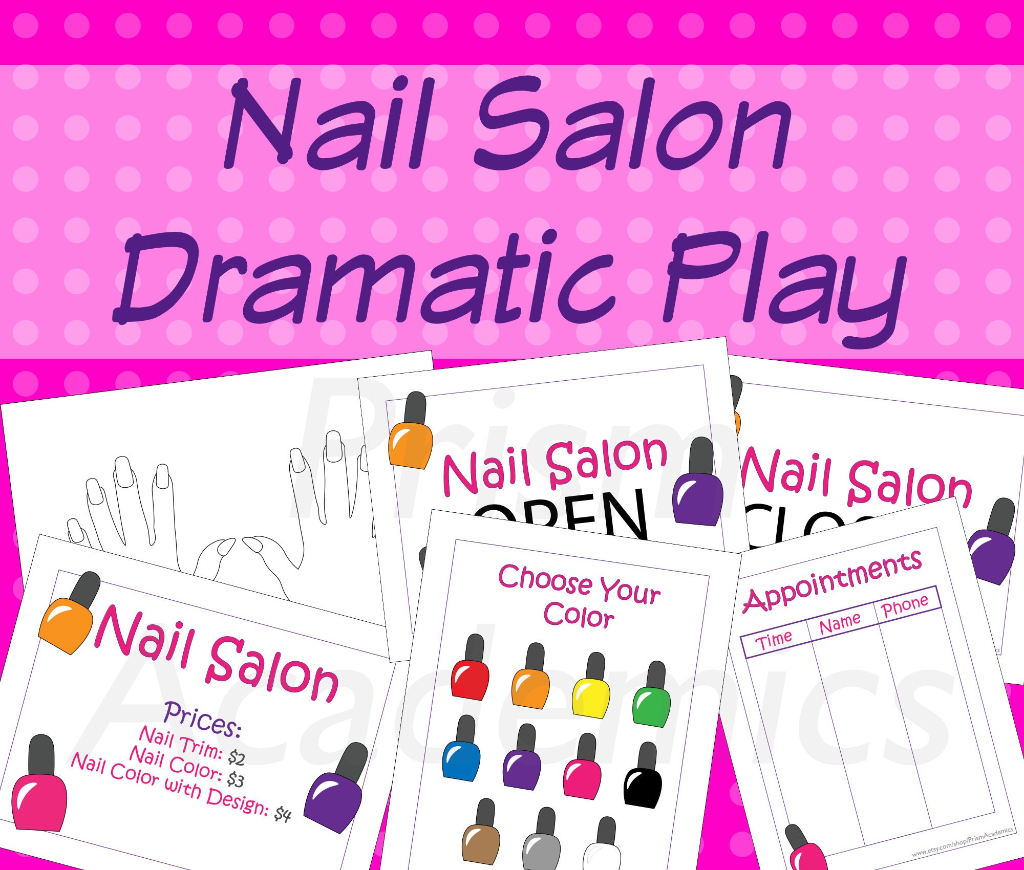 Nail Salon Dramatic Play Printable Instant Download Etsy Canada