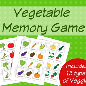 Vegetable Memory Game - Instant Download - Printable