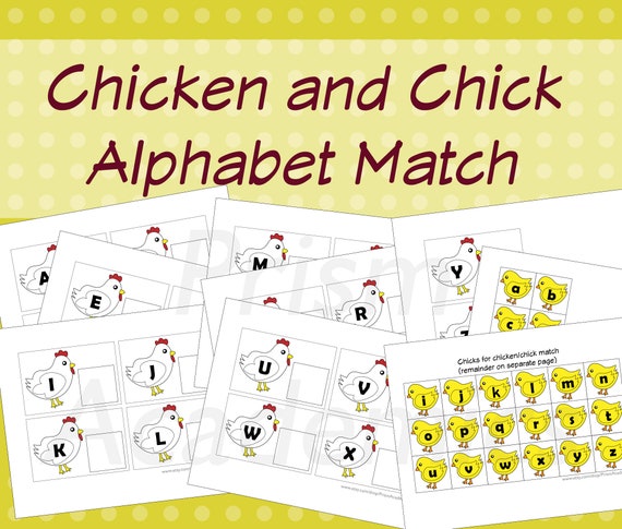 Chicken and Chick Alphabet Match Instant Download