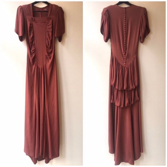 Elegant, long burgundy 1930s dress with beautiful… - image 9