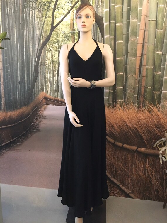 Sexy black crepe Ossie Clark halter dress