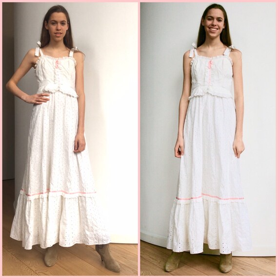 Adorable 1970s broderie anglaise prairie dress