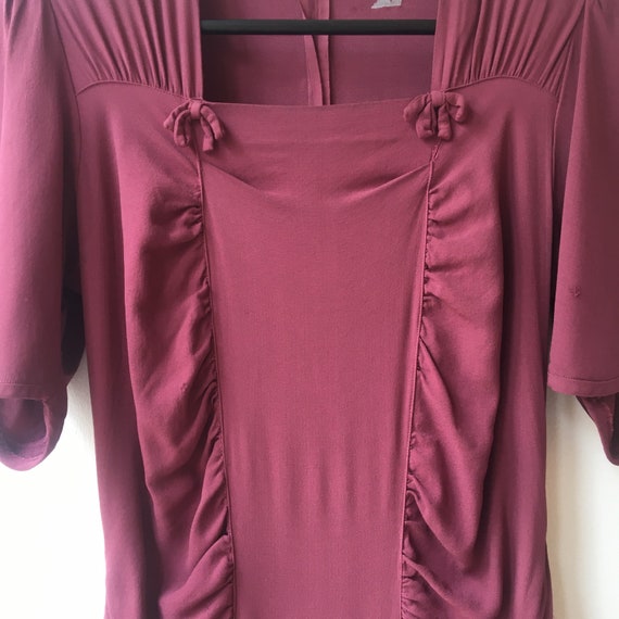 Elegant, long burgundy 1930s dress with beautiful… - image 7