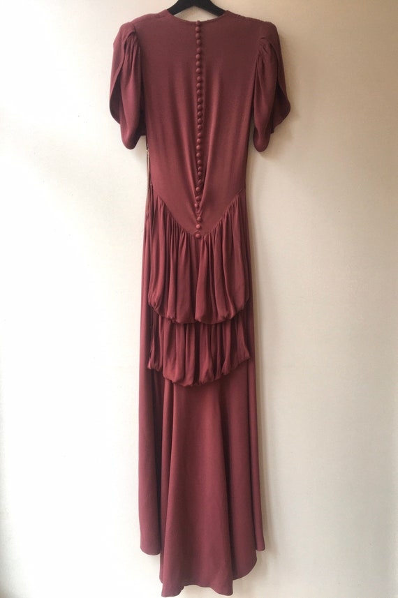 Elegant, long burgundy 1930s dress with beautiful… - image 4
