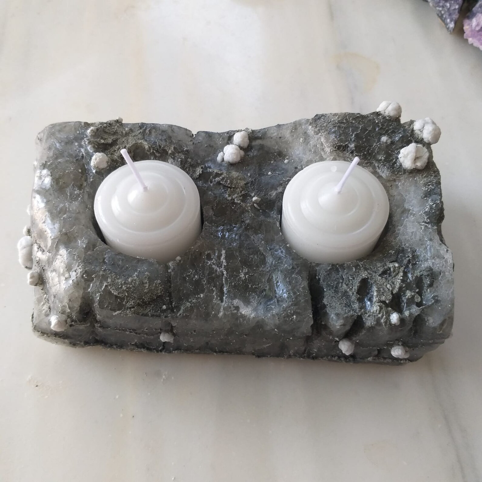 Tealight Candle Holder Rock salt Candle holder Decorative Etsy