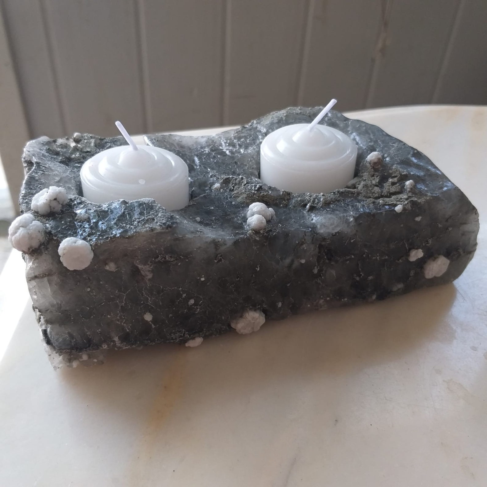Tealight Candle Holder Rock salt Candle holder Decorative Etsy