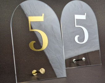 Número de arco de mesa de boda, decoración de espejo de plata de oro acrílico, ajuste ovalado cortado con láser, letrero transparente de evento personalizado, soporte de mesa de lujo