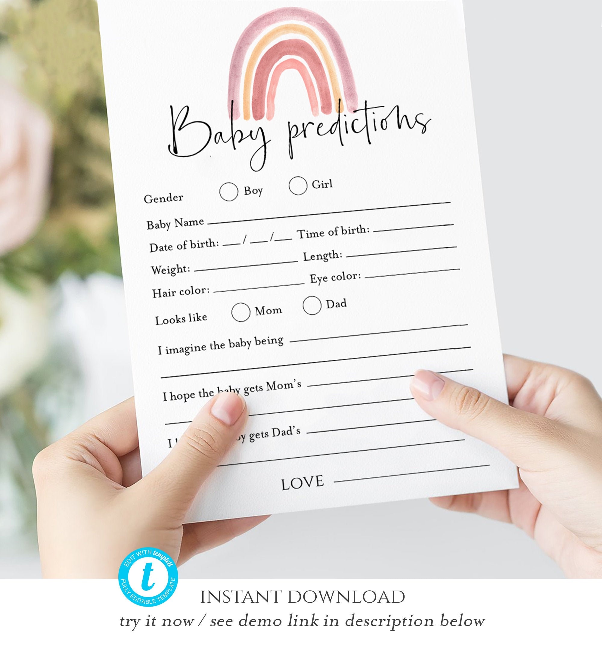 rainbow-baby-prediction-cards-editable-baby-predictions-etsy