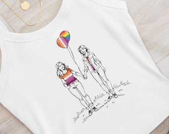 Subtle Lesbian Crop Tank Top, Lesbian Pride LGBT Tank Top Shirt, WLW T-shirt Gift, Sapphic Cropped Tank Shirt, Kiss More Girls, Girl Kisser