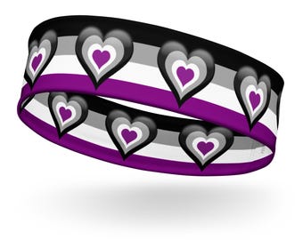 Asexual Pride Flagge Stirnband mit Herzen, feuchtigkeitsableitendes Haar Accessoire, Ace Flagge Schweißband