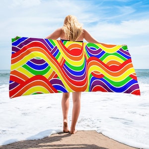 Rainbow Towel, Pride Flag Beach Towel, LGBT Picnic Poolside Towel, LGBTQIA Pride Aesthetic, Bathroom Towel, Pride Gift,Gay Pride Beach Towel