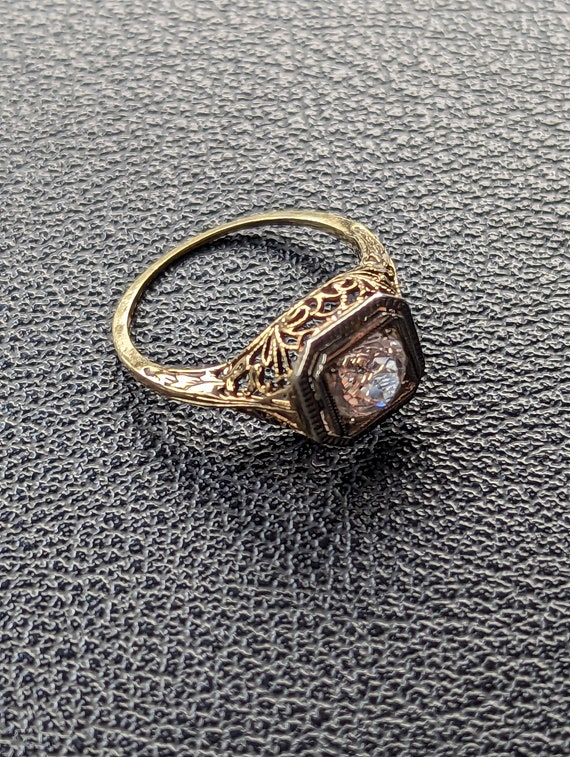 Antique Open Filigree Two Toned Engagement Annive… - image 9
