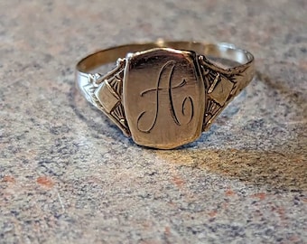 Antique Edwardian Ostby & Barton Signet Initial &quot;A&quot; Statement Ring