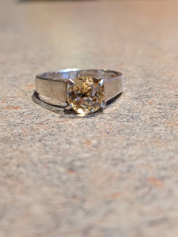 Striking Sleek Citrine Engagement Ring - image 10