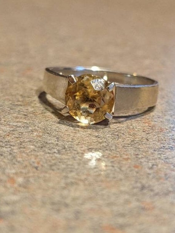 Striking Sleek Citrine Engagement Ring - image 4