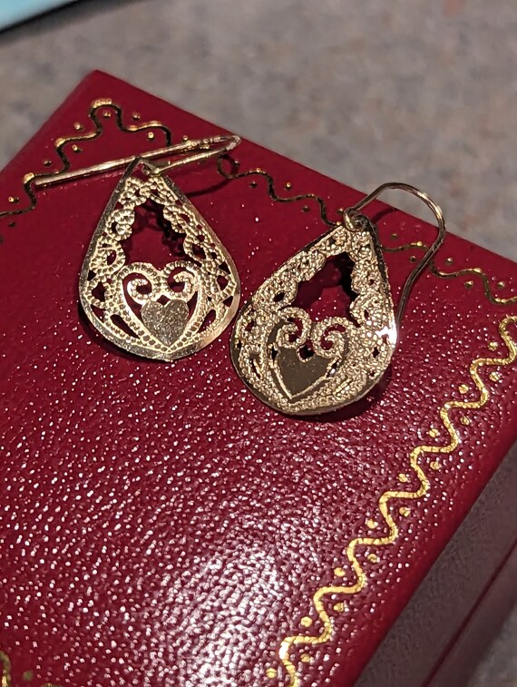 Delicate Antique Filigree Drop Dangle Earrings, C… - image 7