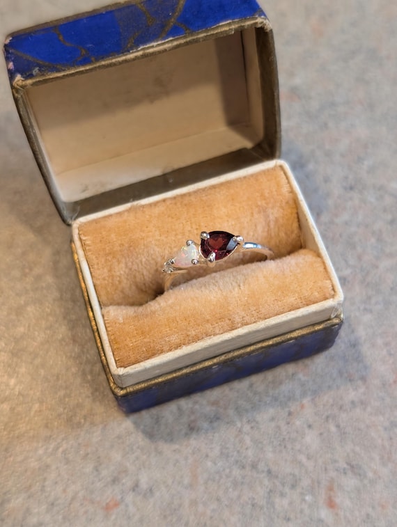 Modern Unique Pear Cut Ruby & Opal Accent Linear … - image 3