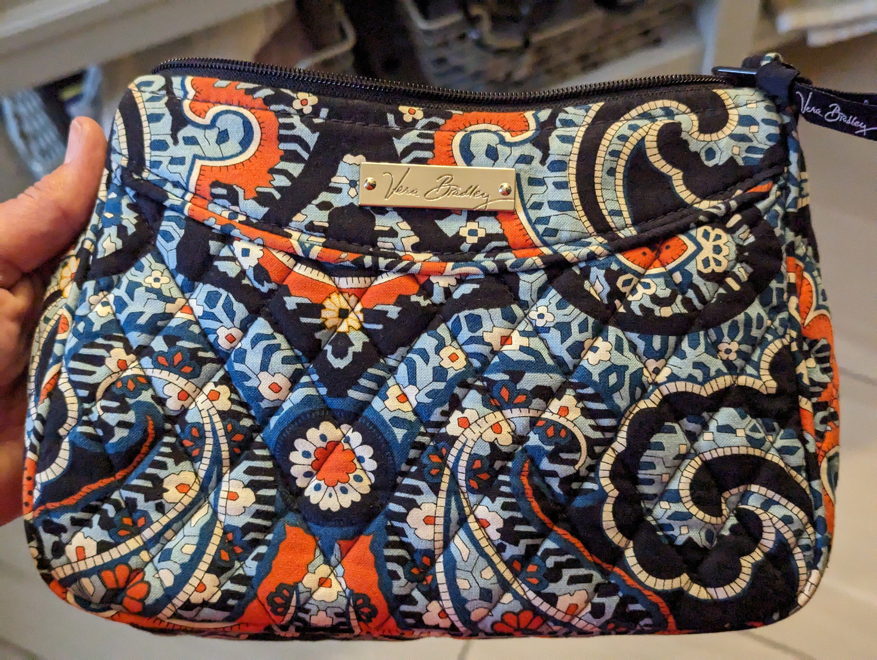 Minimalist Blue & Orange Paisley Retired Vera Bradley 