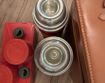 Vintage Aladdin Industry Double Thermos Lunch Picnic Set With