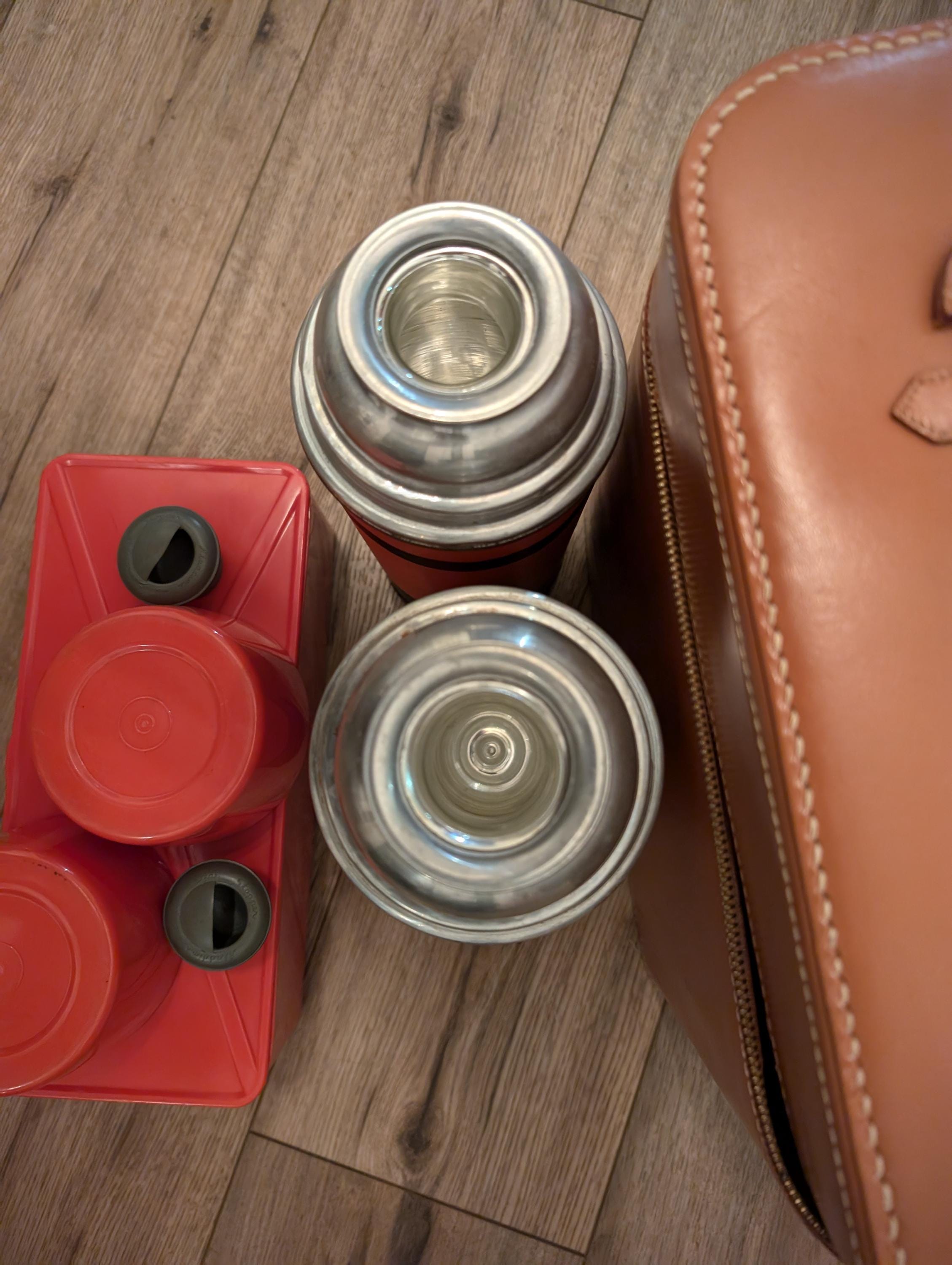 Vintage Aladdin Industry Double Thermos Lunch Picnic Set With