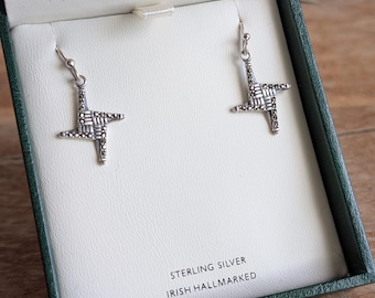 Irish Dublin made St. Bridges Cross Dangle Earrings, Ancient Celtic Protector