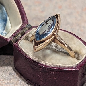Sky Blue Marquise Cut Spinel Engagement Statement Ring