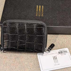 Cartera auténtica de cuero negro genuino ili New York con bloqueo RFID, caja original unisex.