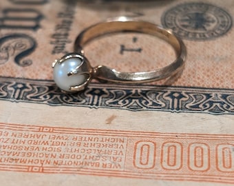 Vintage Zustand Klauen-Set Perle Verlobungsstein Statement Ring