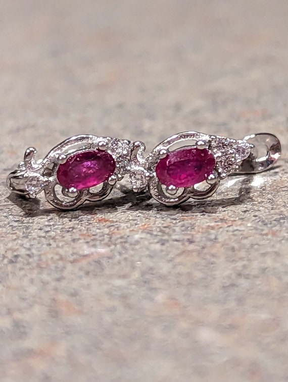 Estate Natural Mozambique Ruby & Sapphire Earrings