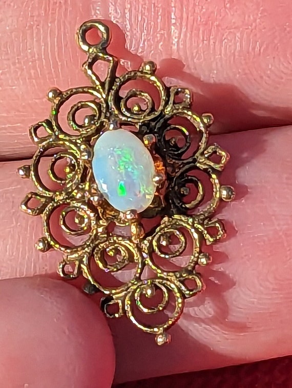 Antique Victorian 14k Natural Opal Pendant Necklac