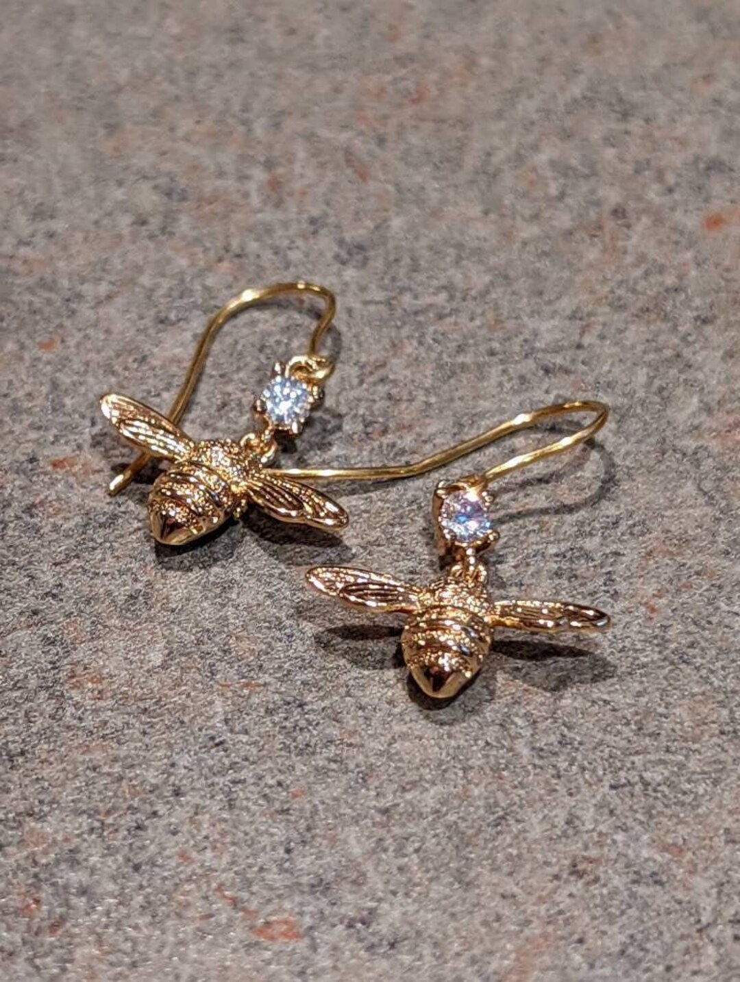 Estate Solid Gold Bumblebee Drop Dangle Earrings With Accent Etsy