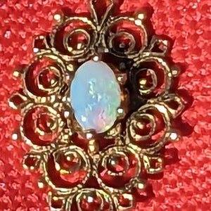 Victorian Detailed Natural Opal Filigree Pendant Necklace, Perfect Minimalist