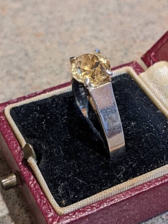 Striking Sleek Citrine Engagement Ring - image 1